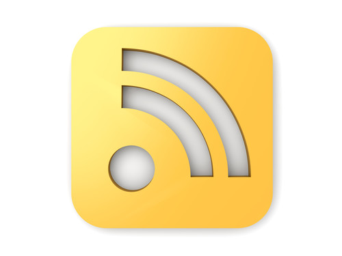 Das Bild zeigt ein quadratisches, gelbes Symbol für RSS-Feeds mit einem Punkt in der linken unteren Ecke und zwei sich nach rechts oben ausbreitenden Funkwellen. Es steht häufig für die Bereitstellung von aktuellen Informationen, was zur Prävention und zum Arbeitsschutz durch kontinuierliche Informationsverbreitung beitragen kann.