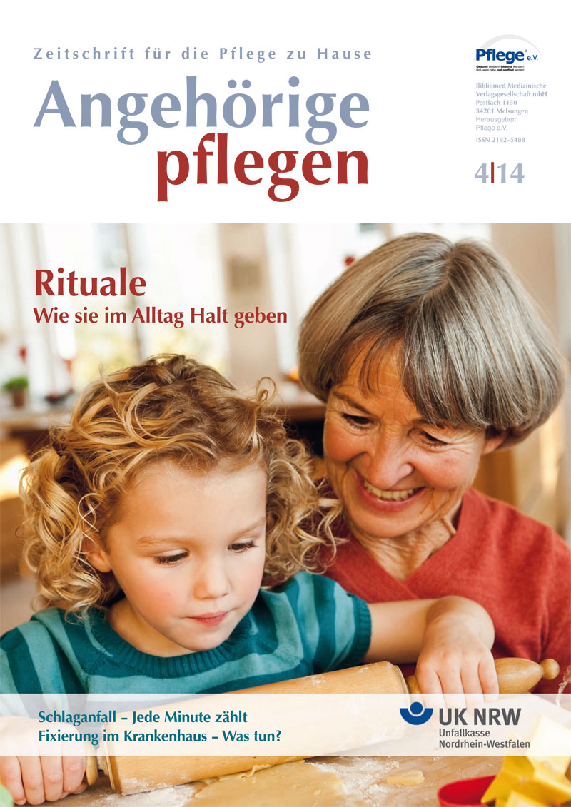 Titelbild der Zeitschrift 'Angehörige pflegen' Ausgabe 4/14.