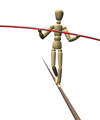 Das Bild zeigt die Illustration einer balancierenden Figur auf einem Seil
