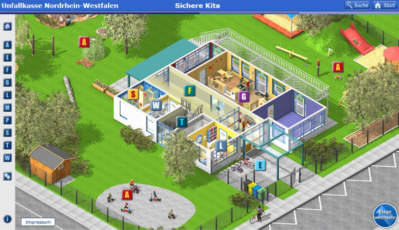 Das Bild zeigt die Startseite des Portals "Sichere Kita"