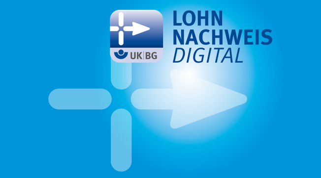 Logo und Schriftzug Lohnnachweis Digital mit UKBG Symbol.