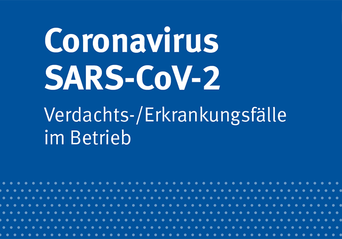 Text über Coronavirus SARS-CoV-2 Fälle am Arbeitsplatz.