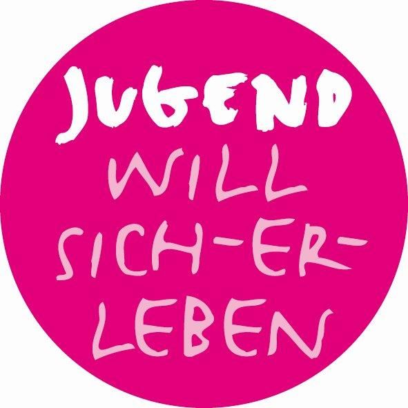 Logo mit Schriftzug 'Jugend will sich-er-leben'.