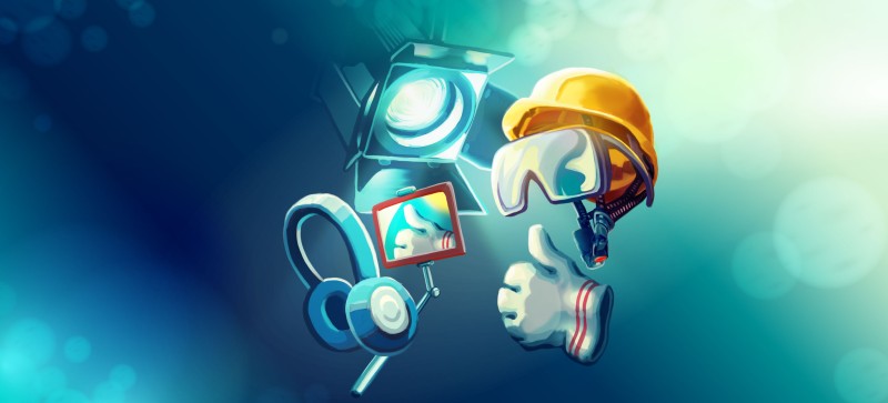 Ein Bild zeigt Symbole des Arbeitsschutzes: Ein Schutzhelm, eine Schutzbrille und ein Gehörschutzkopfhörer schweben vor einem hellen Hintergrund. Eine Hand in einem Arbeitshandschuh zeigt einen Daumen nach oben, was auf Zustimmung oder Einhaltung der Sicherheitsmaßnahmen hindeutet. Das Bild vermittelt den Kontext von Arbeitsschutz und Prävention, relevant für die Unfallkasse NRW.