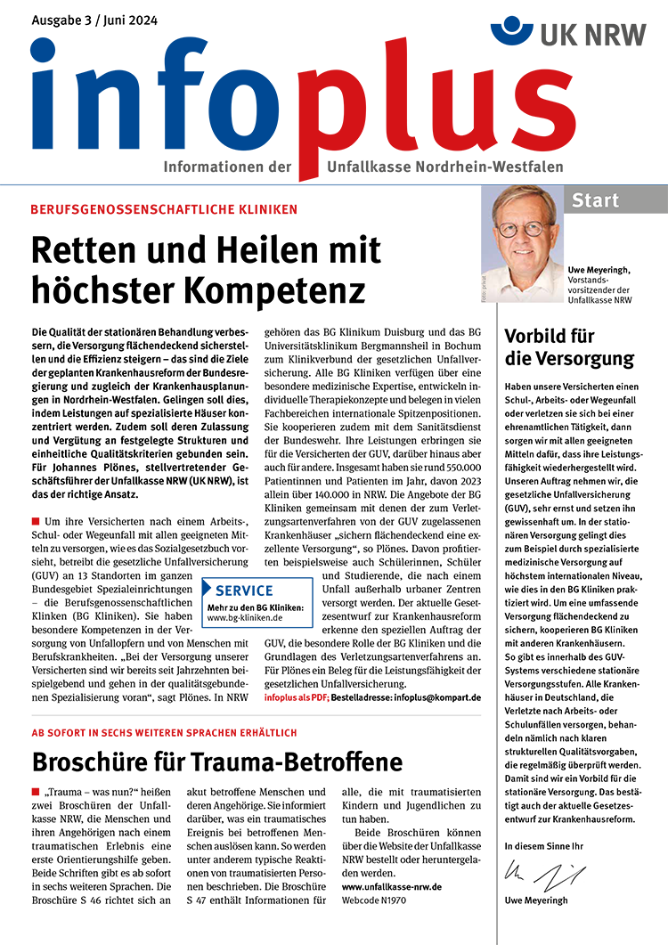 Ein Prozessdiagramm zeigt den Präventionsprozess der Unfallkasse NRW. Startpunkt ist ein Portraitfoto einer Person. Der Prozess ist vertikal von oben nach unten angeordnet und enthält mehrere Schritte, die thematisch mit Arbeitsschutz und Prävention verbunden sind. Textfelder und Pfeile visualisieren die Abfolge der Schritte. Farbliche Markierungen und Hervorhebungen strukturieren das Diagramm, um Schlüsselbereiche zu betonen. Der Fokus liegt auf der systematischen Vorgehensweise zur Unfallvermeidung und Arbeitssicherheit. Ein Unterschriftsfeld deutet eine abschließende Genehmigung oder Unterzeichnung an.