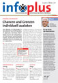Titelseite des Newsletters 'infoplus' der Unfallkasse NRW, Ausgabe Oktober 2011. Oben steht der Newslettername 'infoplus' und die Ausgabeinformationen. Der Hauptartikel behandelt Chancen und Grenzen individueller Auszeiten im Arbeitsschutz. Rechts oben ist ein Bild einer Person, die im Text als Autor oder Experte vorgestellt wird. Unten links ein Kasten mit einem weiteren Artikel. Der Newsletter konzentriert sich auf Arbeitsschutz und Prävention.